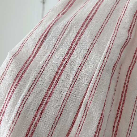 Zara High Waisted Red and White Striped Midi Wrap Skirt - Picture 7 of 11
